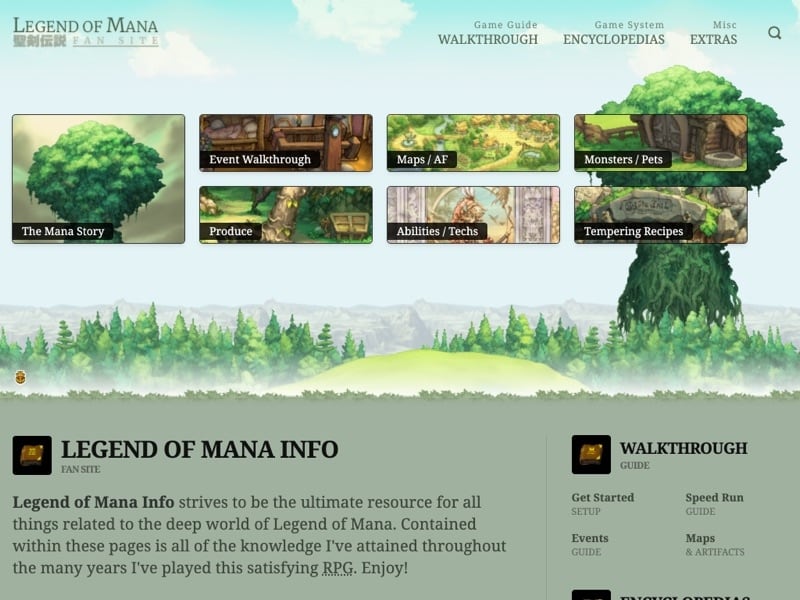 Legend of Mana website
